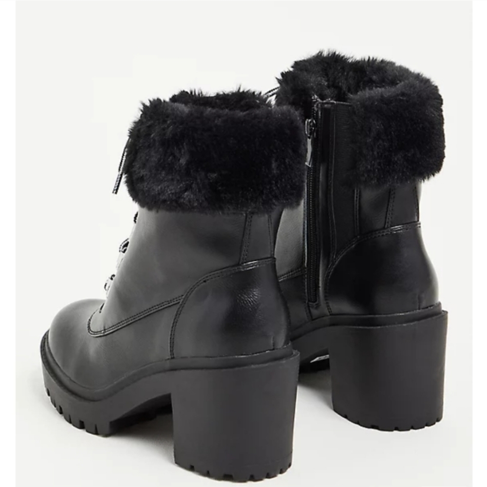 TORRID FUR HIKER BOOTIE - FAUX LEATHER BLACK (WW) - Picture 4 of 4